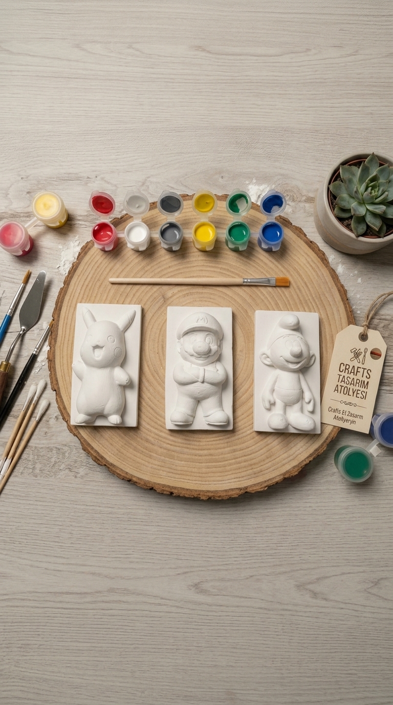 TAŞ TOZU FİGÜR BOYMA SETİ (PİKACHU, SÜPER MARİO,MERAKLI ŞİRİN)